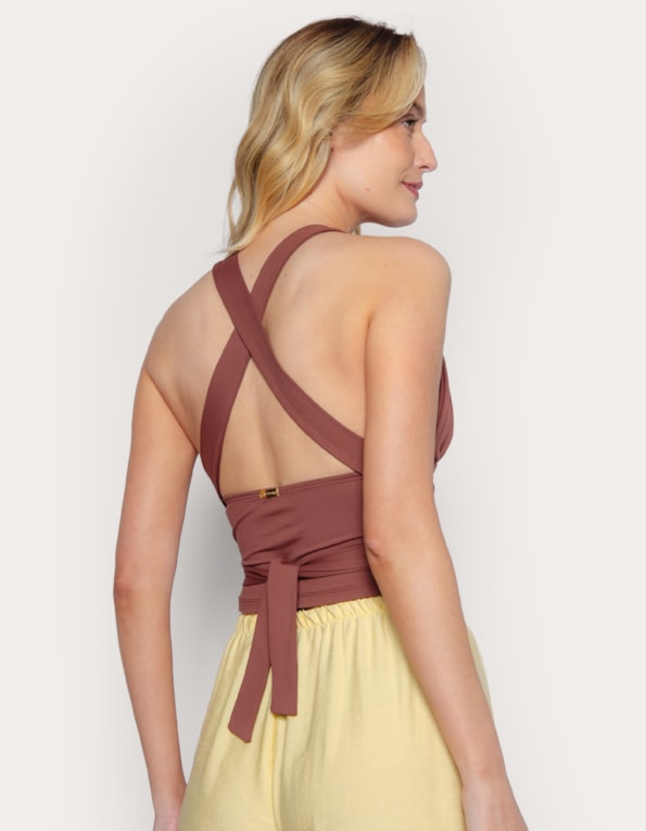 Blusa cropped frente unica amarração
