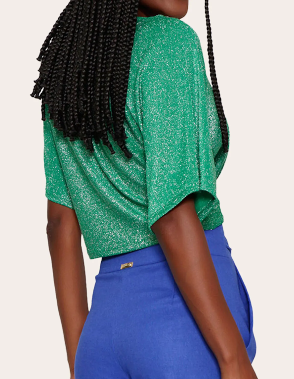 Blusa cropped lurex