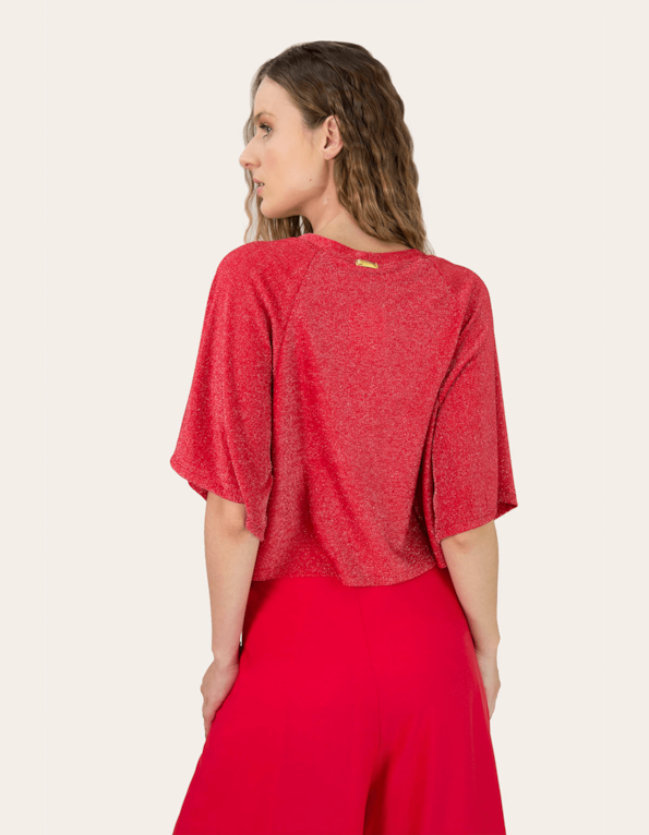 Blusa cropped lurex