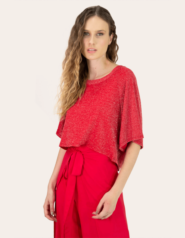 Blusa cropped lurex