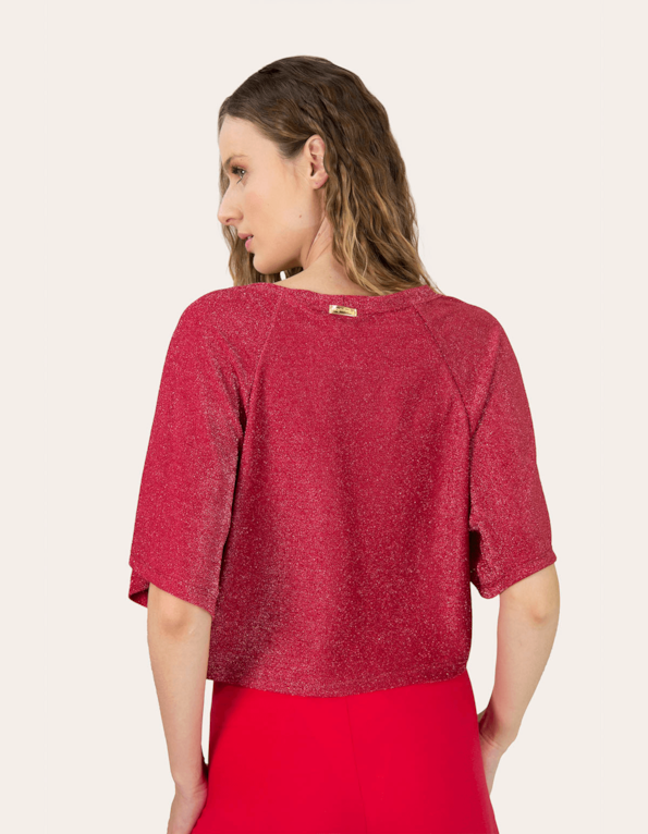 Blusa cropped lurex