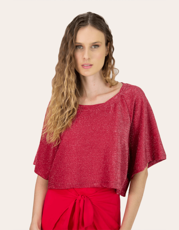 Blusa cropped lurex