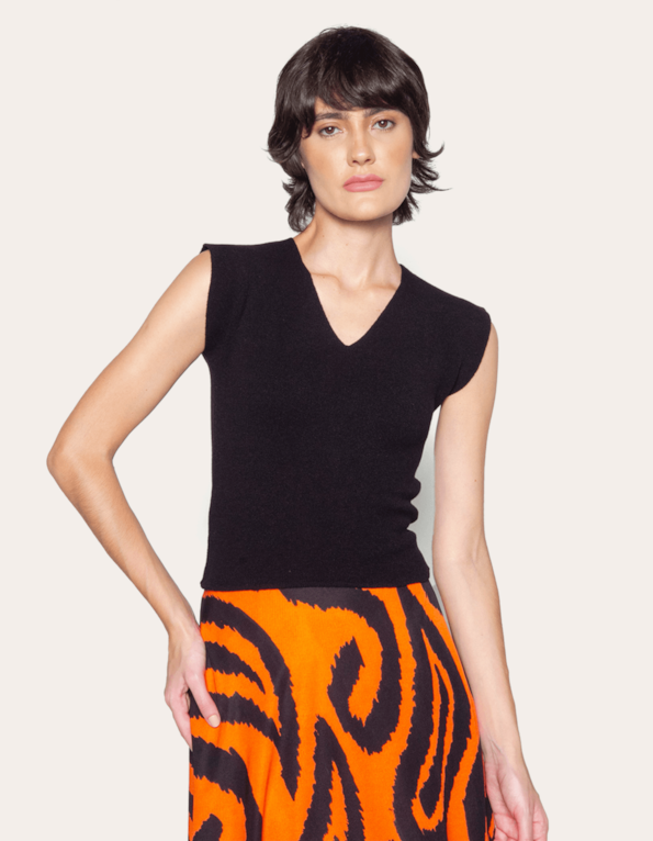 Blusa cropped tricot