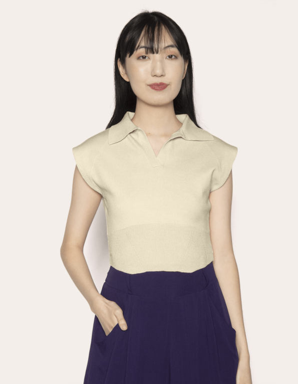 Blusa cropped tricot