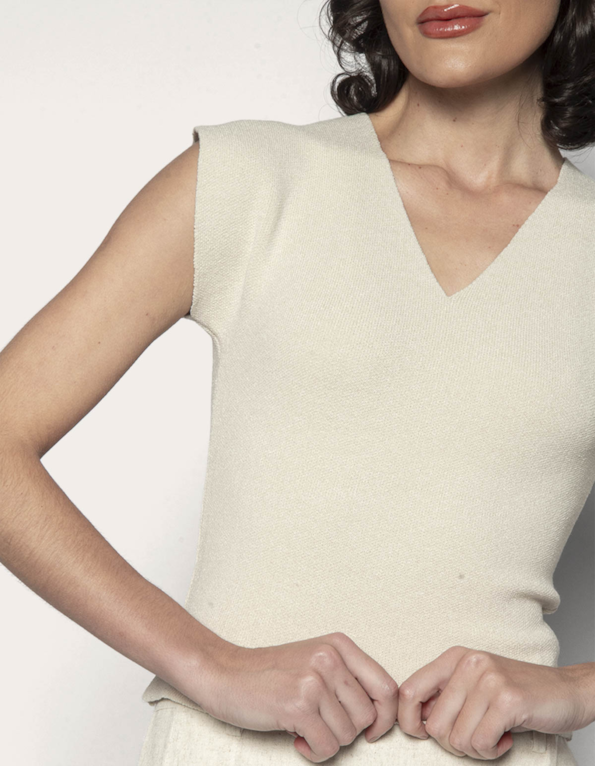 Blusa cropped tricot Areia