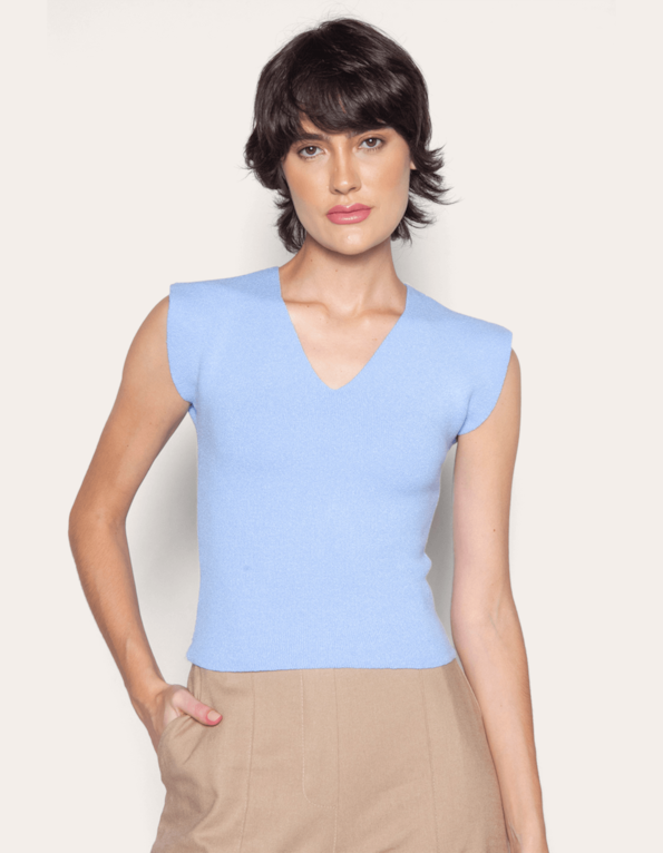 Blusa cropped tricot Baby blue