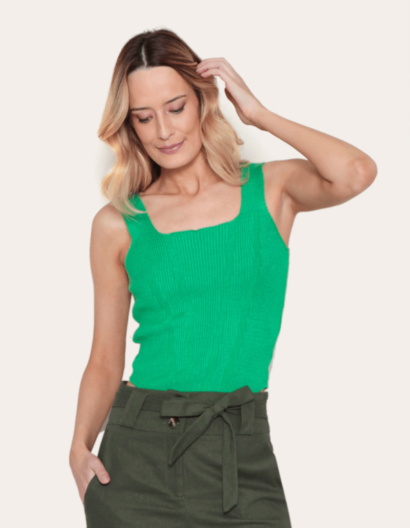 Blusa cropped tricot corselet Verde