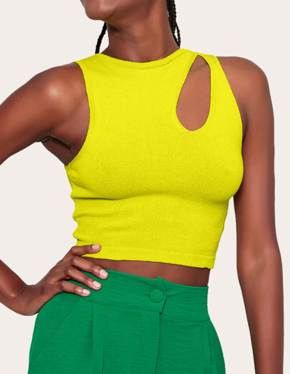 Blusa cropped tricot cut ombro Lima
