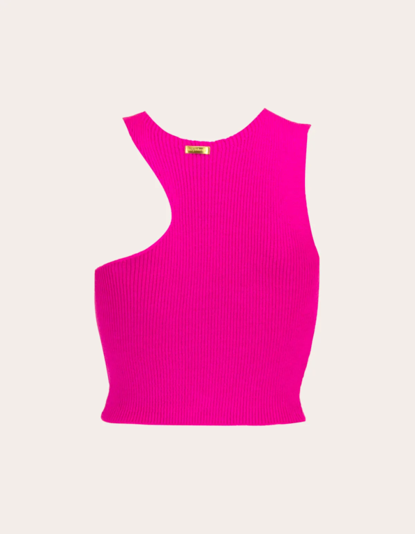 Blusa cropped tricot detalhe cava