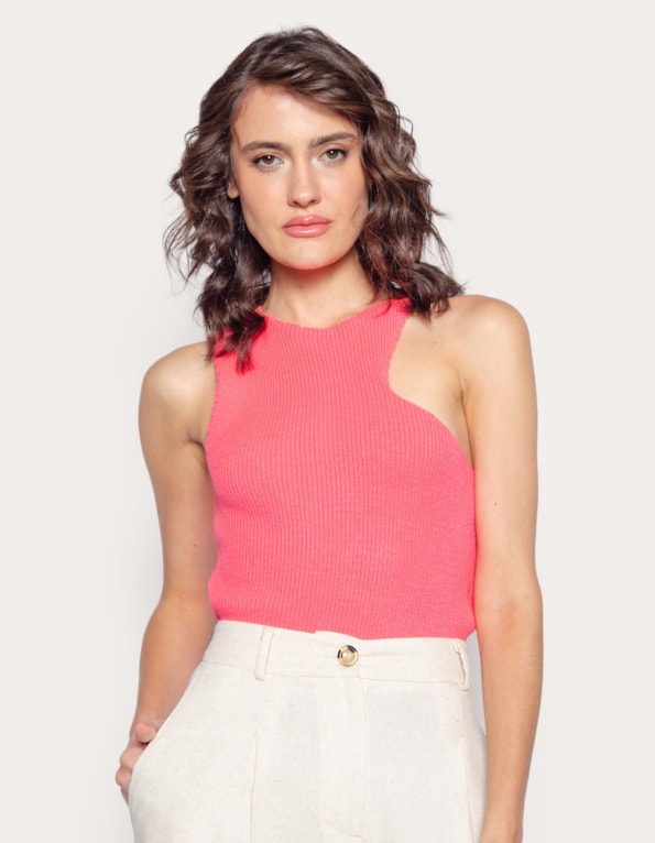Blusa cropped tricot detalhe cava