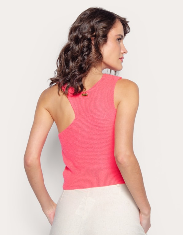 Blusa cropped tricot detalhe cava