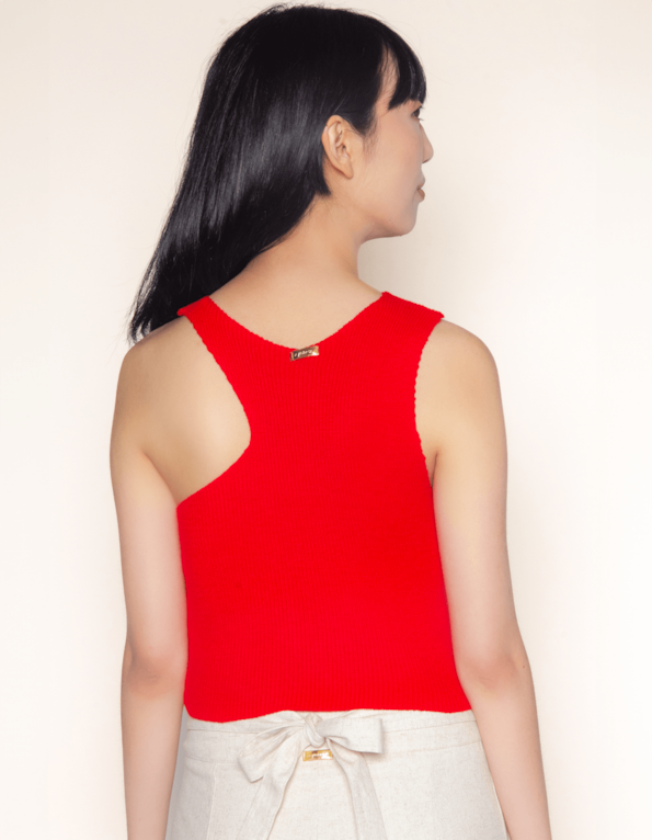Blusa cropped tricot detalhe cava Vermelho