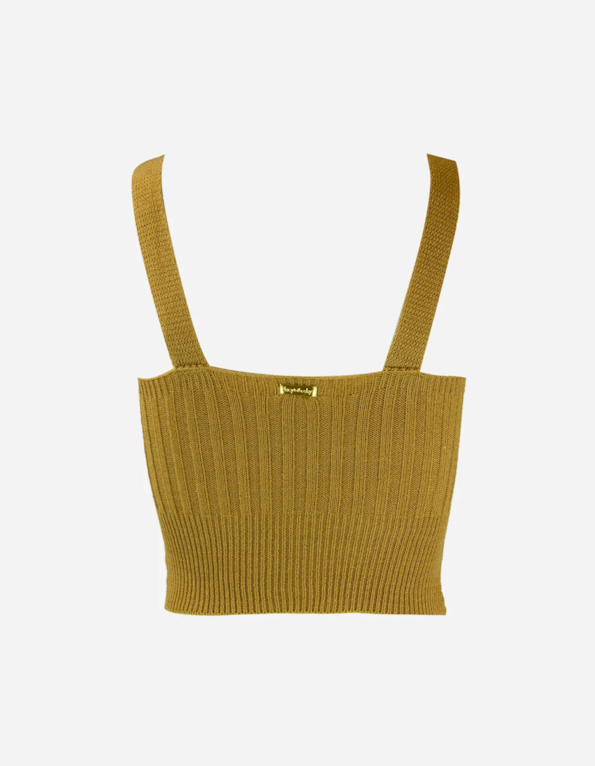 Blusa cropped tricot faixa Bege medio