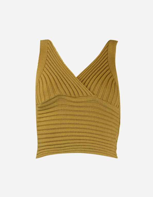 Blusa cropped tricot faixa Bege medio
