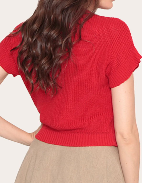 Blusa cropped tricot fang Vermelho