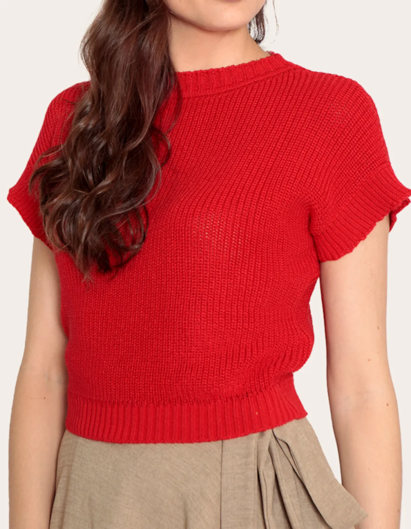 Blusa cropped tricot fang Vermelho