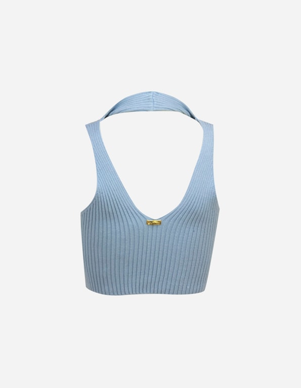 Blusa cropped tricot golinha Azul