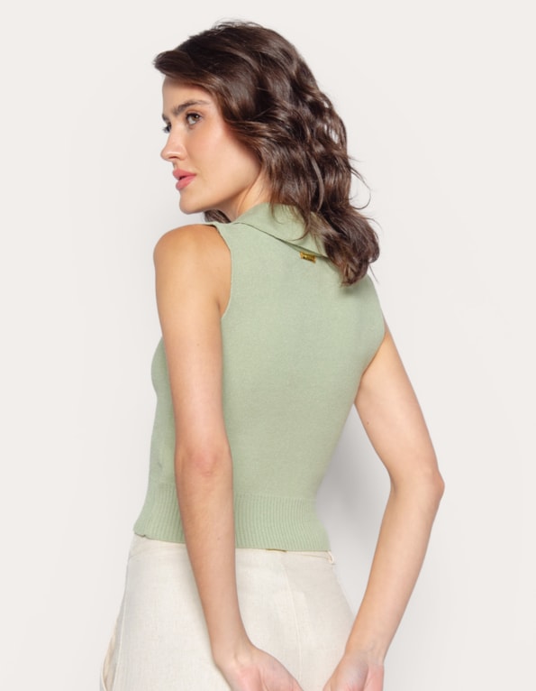 Blusa cropped tricot golinha Mint