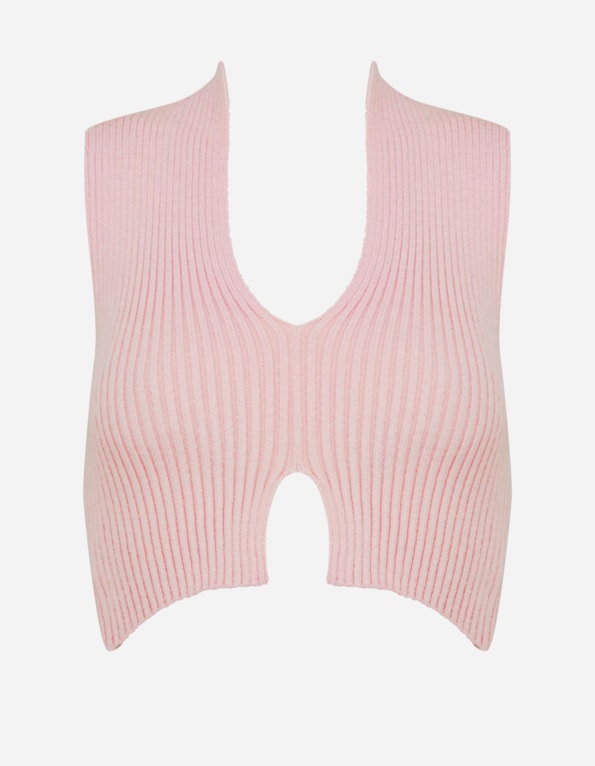 Blusa cropped tricot golinha Rosa petala