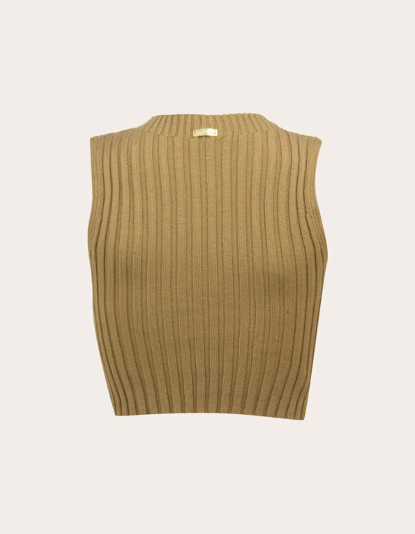 Blusa cropped tricot losango Bronze