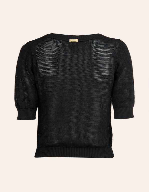 Blusa cropped tricot manga curta Preto