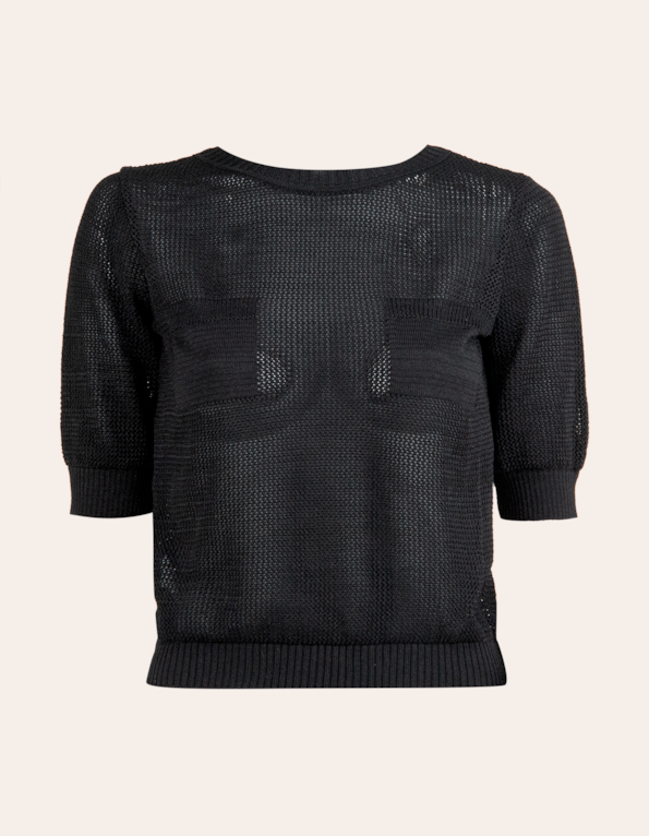 Blusa cropped tricot manga curta Preto