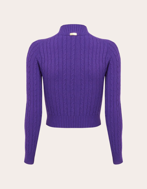 Blusa cropped tricot manga longa corrente