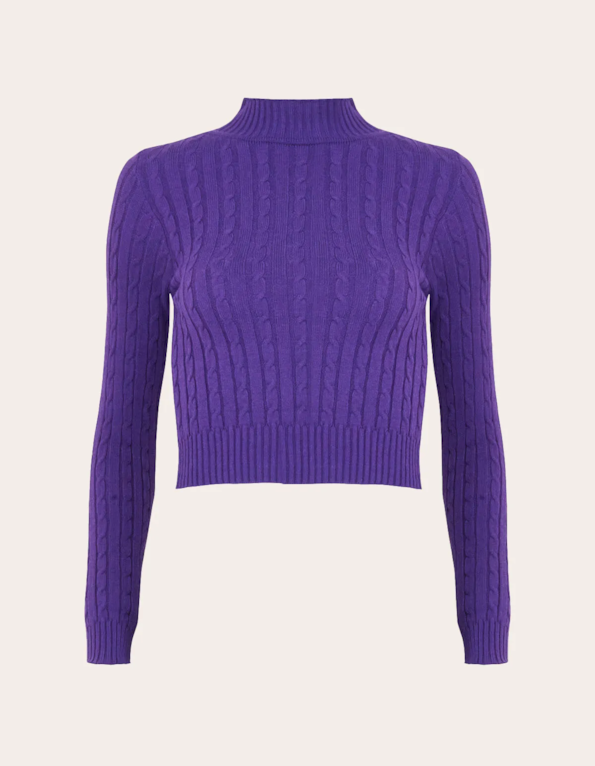 Blusa cropped tricot manga longa corrente