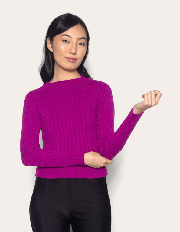 Blusa cropped tricot manga longa corrente