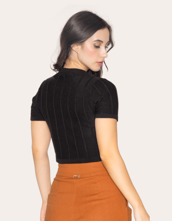 Blusa cropped tricot  Preto