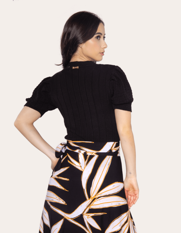 Blusa cropped tricot Preto