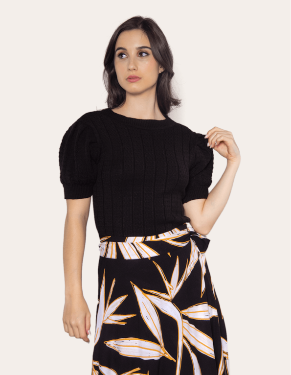 Blusa cropped tricot Preto