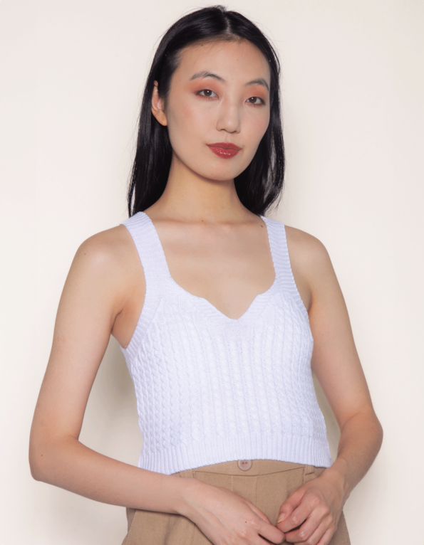 Blusa cropped tricot trança Branco