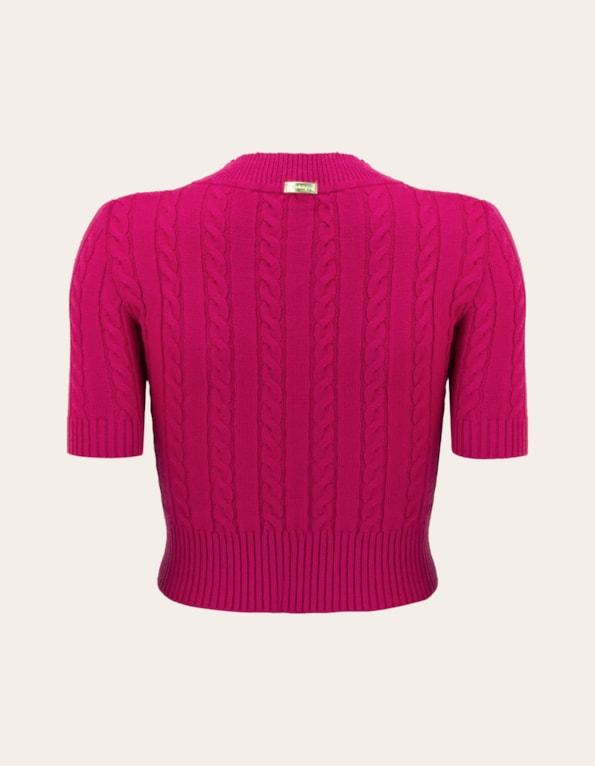 Blusa cropped tricot trança Pink