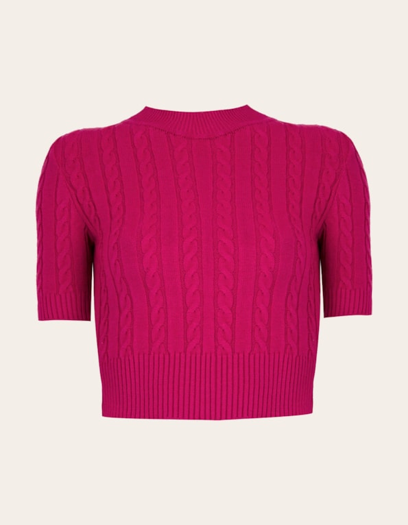 Blusa cropped tricot trança Pink