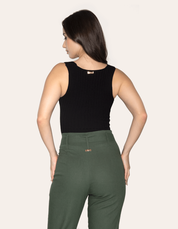 Blusa cropped tricot transpassada Preto