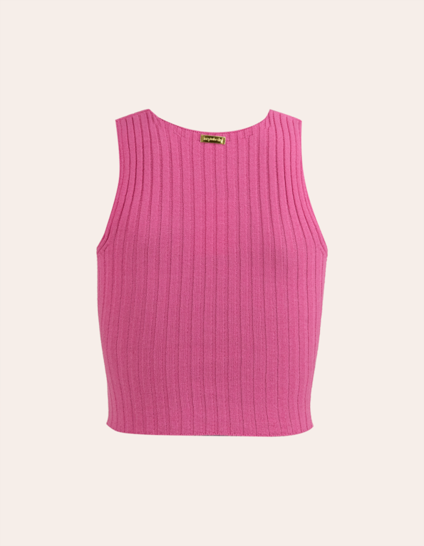 Blusa cropped tricot transpassada Rosa