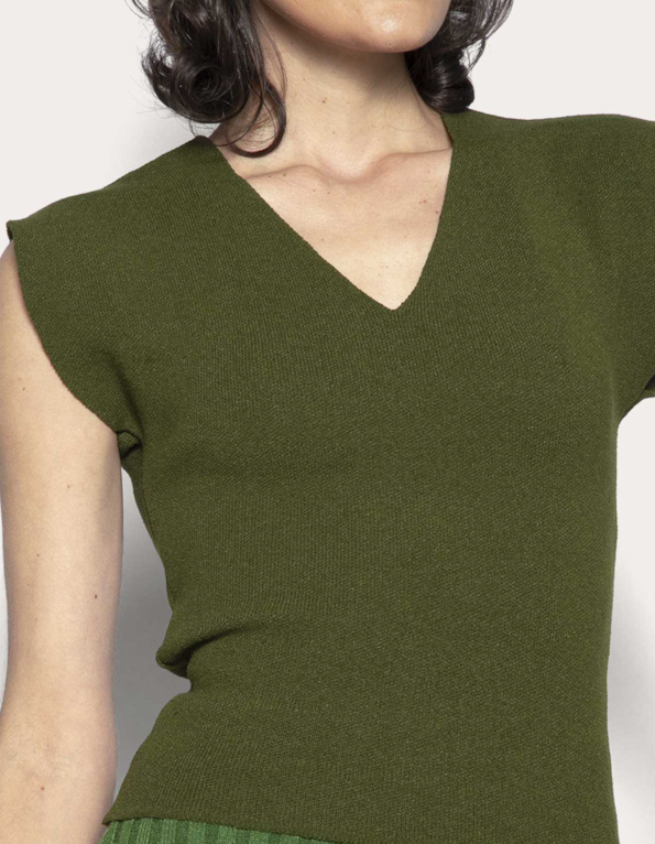 Blusa cropped tricot Verde militar