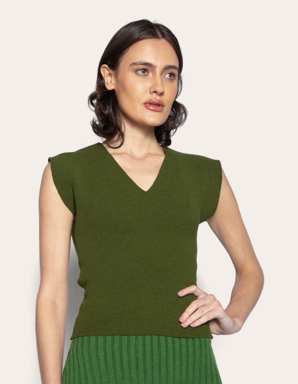 Blusa cropped tricot Verde militar