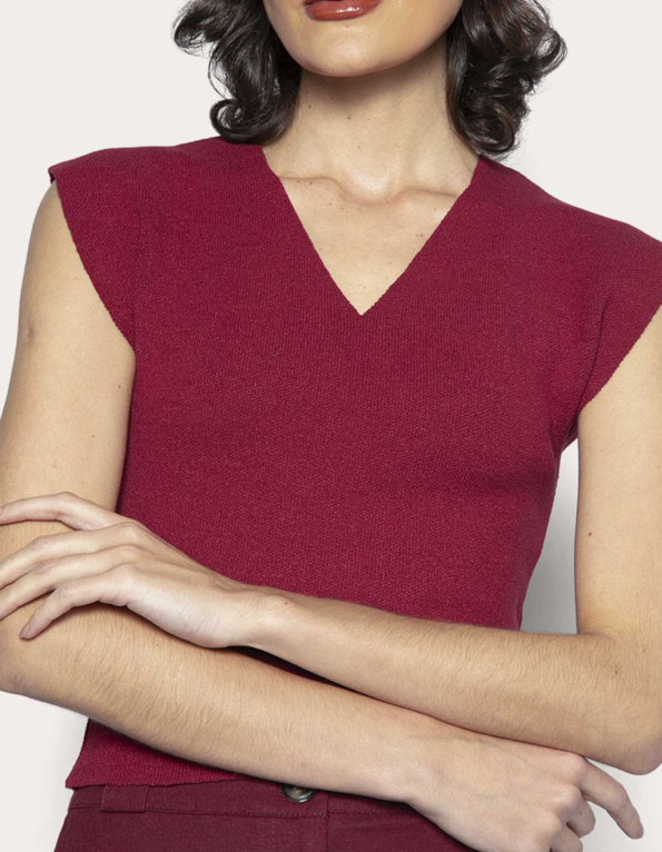 Blusa cropped tricot Vermelho escuro