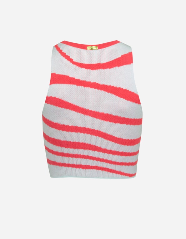 Blusa cropped tricot zebra Mercurio/branco