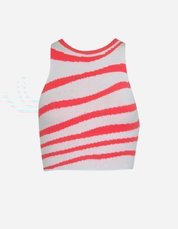Blusa cropped tricot zebra Mercurio/branco