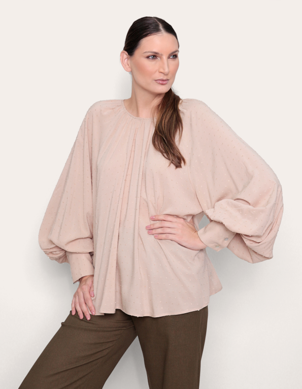 Blusa de Manga Bufante - Areia