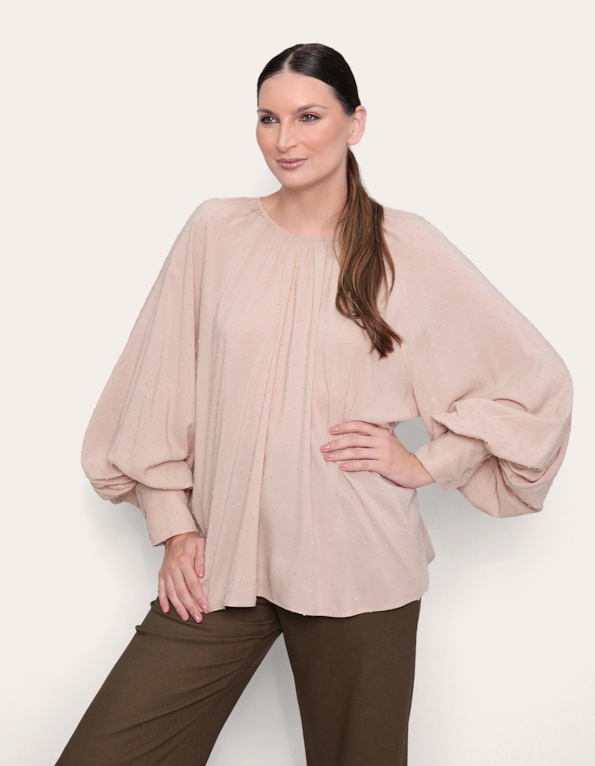 Blusa de Manga Bufante - Areia