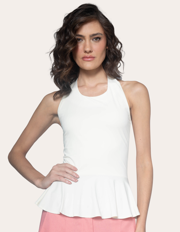 Blusa frente única peplum Off white