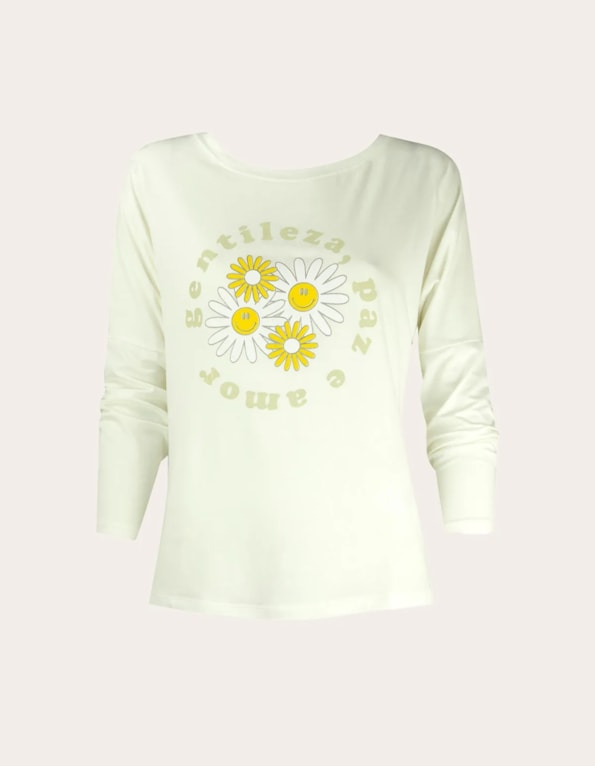 Blusa gentileza, paz e amor Off white