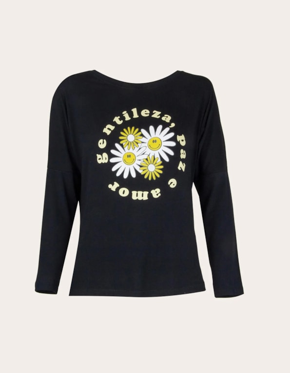 Blusa gentileza, paz e amor Preto