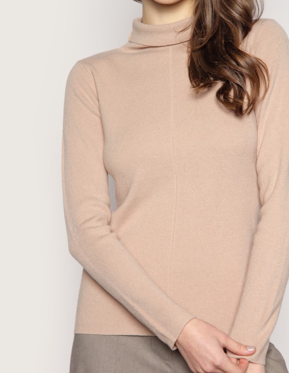 Blusa gola alta lisa Bege