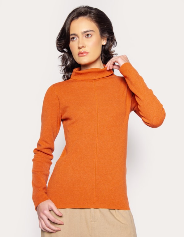 Blusa gola alta lisa Laranja escuro