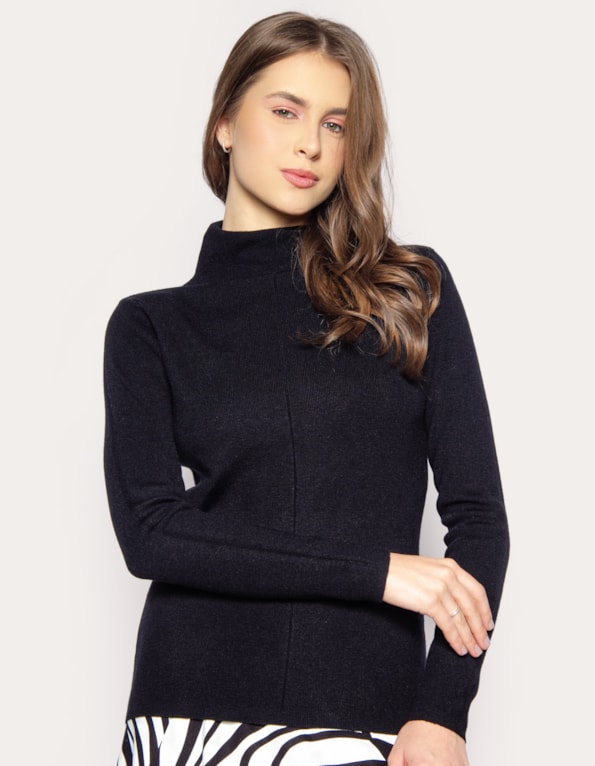 Blusa gola alta lisa Preto